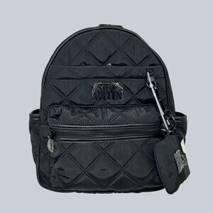 Steve Madden Quilted Black Mini Backpack With Zip Closures & Removable Pouch